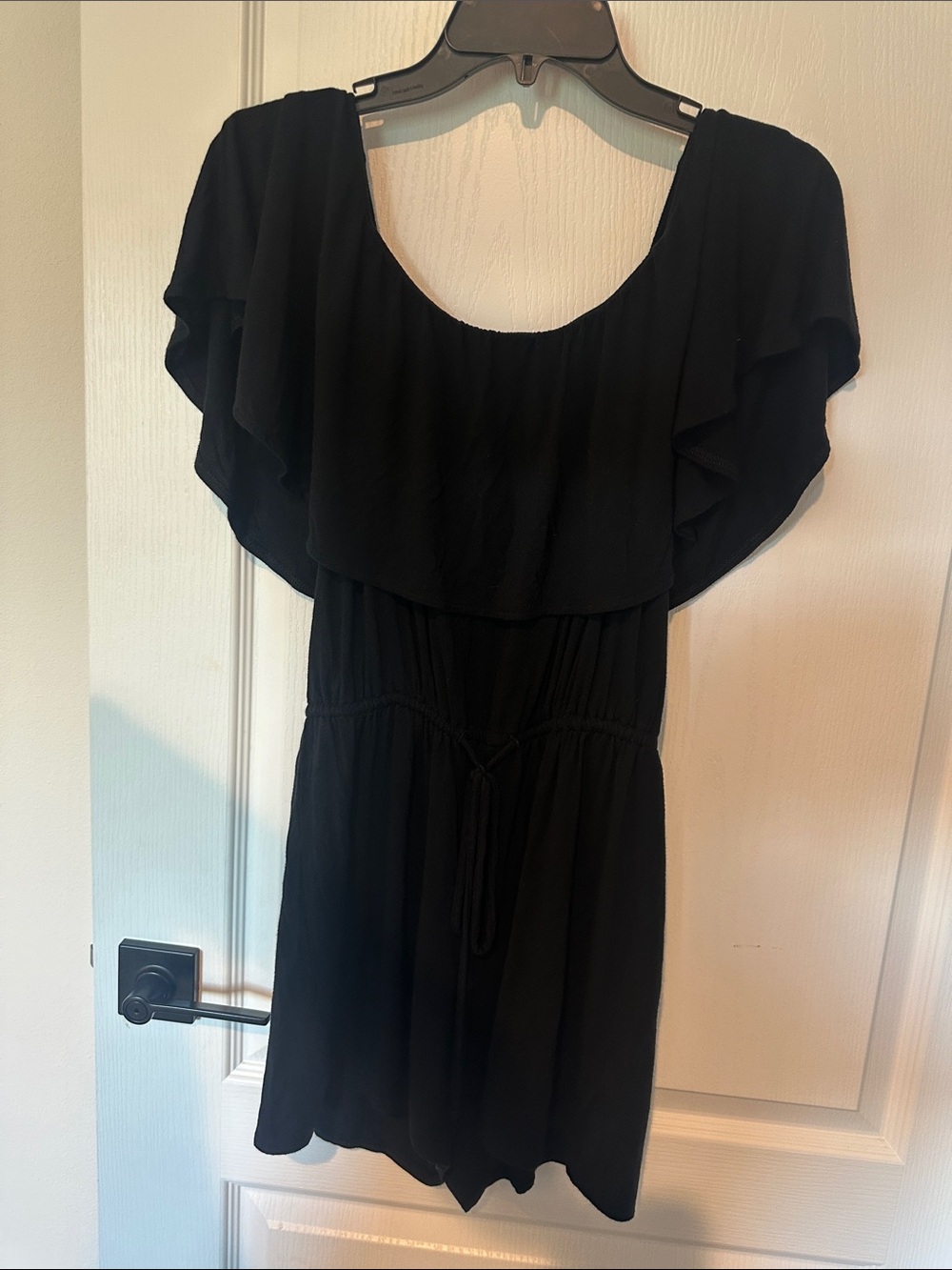 Old Navy Black Romper with Flutter Overlay